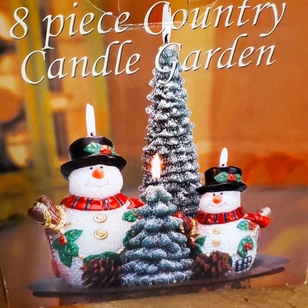 8 piece Country Garden Snowmen Candle Garden tabletop decor